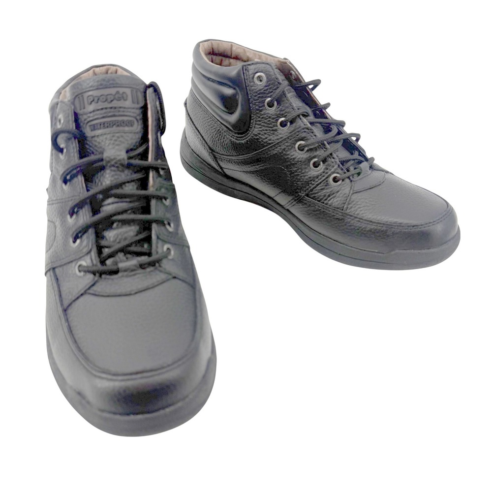 Propet Waterproof Hiking Boots Mens Black Leather Sealtex Mid Top Lace Up Work